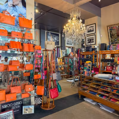 store in Stellenbosch south Africa leather purses bright colors