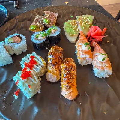 sushi plate at Sakura on Explora Journeys