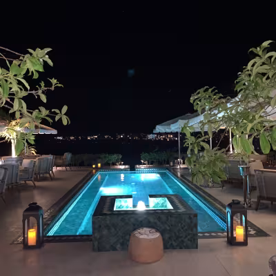 pool lit up in the dark anguilla