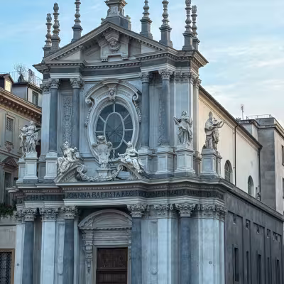 Baroque façade of the Sanctuary of San Giovanni Battista in Turin, Italy